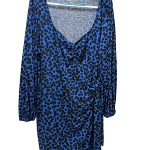 Ava & Viv Black and Blue Polka Dot Midi Dress
